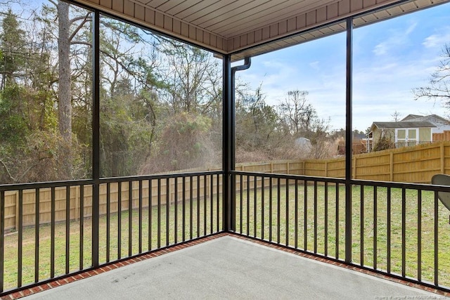 view of unfurnished sunroom