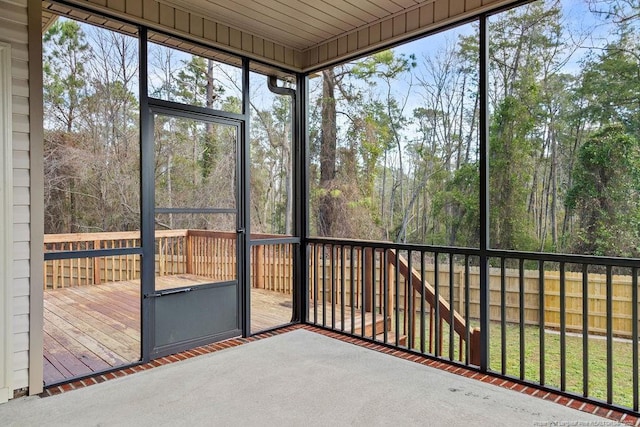 view of unfurnished sunroom