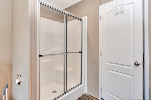 bathroom with a stall shower