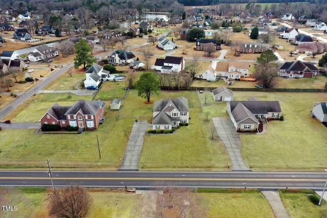 drone / aerial view with a residential view