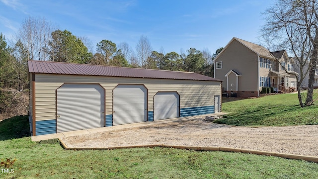 view of detached garage