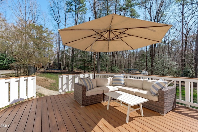 deck featuring an outdoor living space