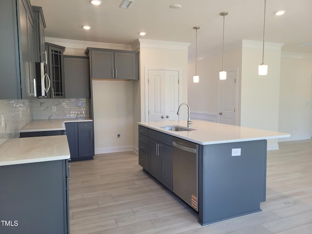 3703 Cessna Way Unit 9, Wilson, NC 27896 - kitchen with a sink, appliances with stainless steel finishes, crown molding, light wood-type flooring, and baseboards