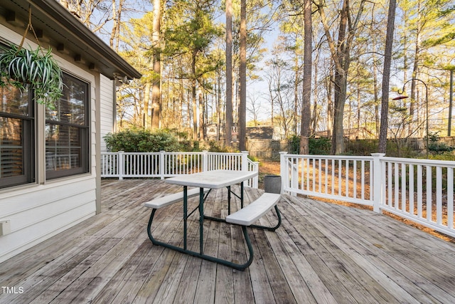 wooden deck featuring fence