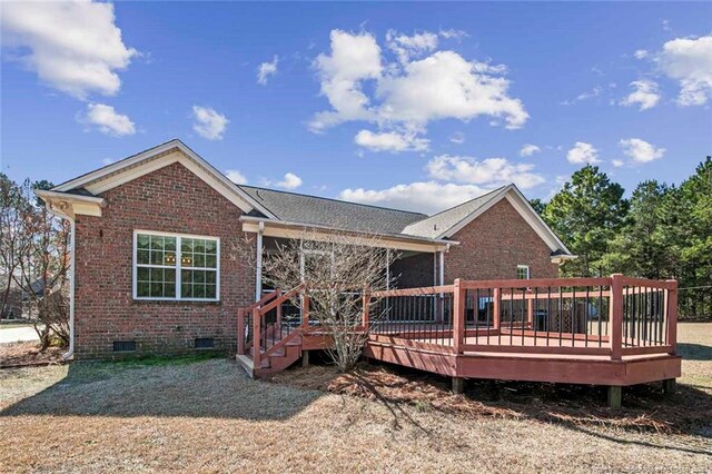 4305 Sanderosa Rd, Fayetteville, NC 28312 - back of house with brick siding and a wooden deck