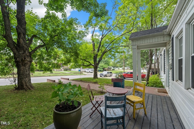 1209 Eva St, Durham, NC 27703 - wooden deck with a yard
