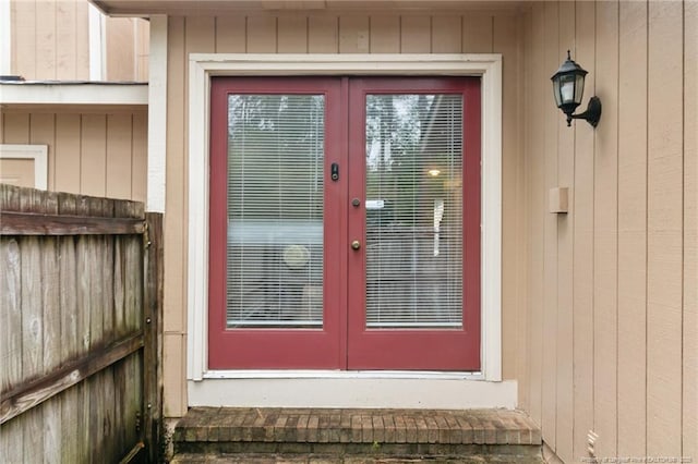 property entrance with french doors