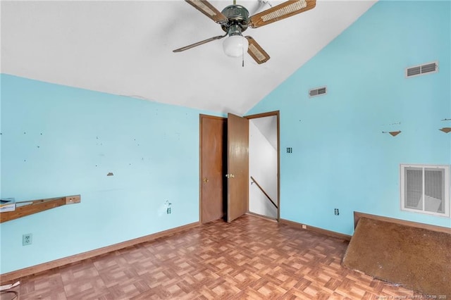 spare room featuring visible vents and baseboards