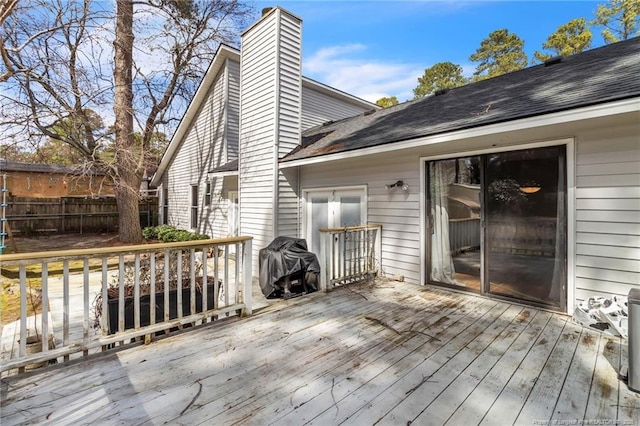 deck featuring fence