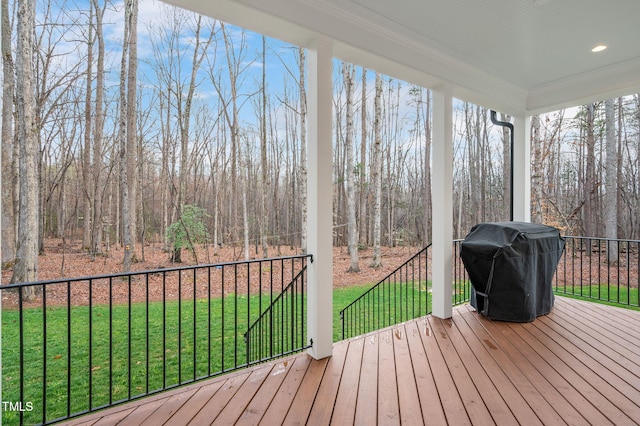 1124 Westridge Rd, Rougemont, NC 27572 - wooden terrace featuring a lawn and area for grilling