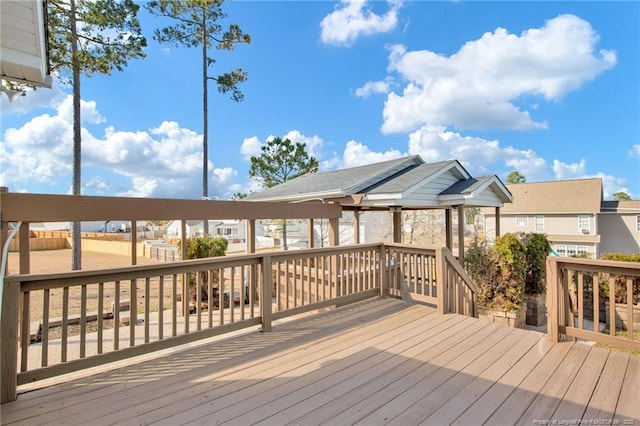 deck with a residential view