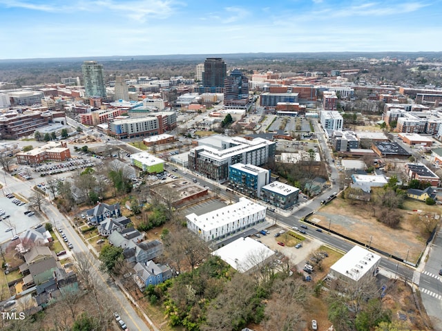 birds eye view of property with a city view