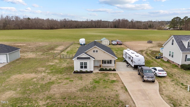 drone / aerial view with a rural view