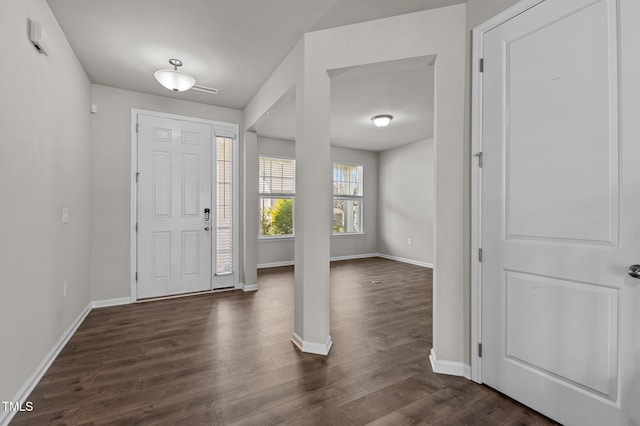 717 Tailrace Falls Ct, Wake Forest, NC 27587 - entrance foyer with dark wood-style floors and baseboards