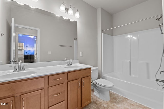 717 Tailrace Falls Ct, Wake Forest, NC 27587 - bathroom with toilet, double vanity, and shower / bathtub combination