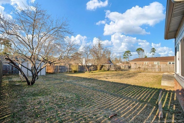 view of yard with a fenced backyard