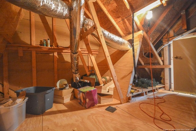 view of unfinished attic