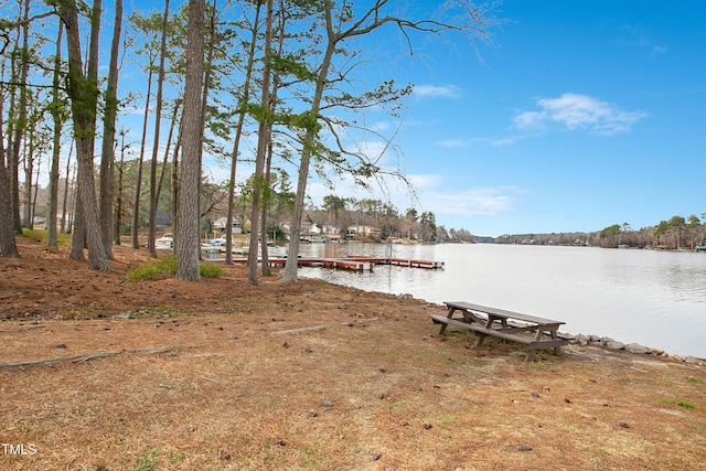 view of dock featuring a water view