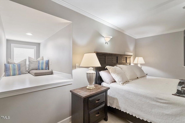 bedroom with crown molding