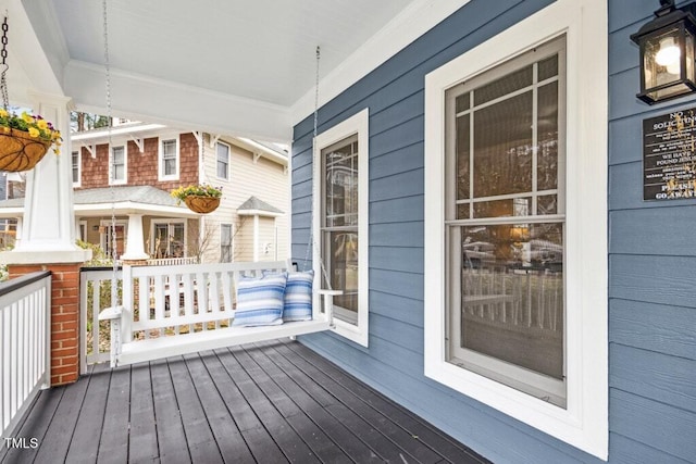 wooden deck with covered porch