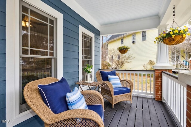 deck featuring covered porch