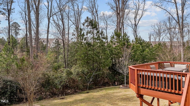 view of yard featuring a deck