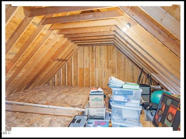 view of unfinished attic