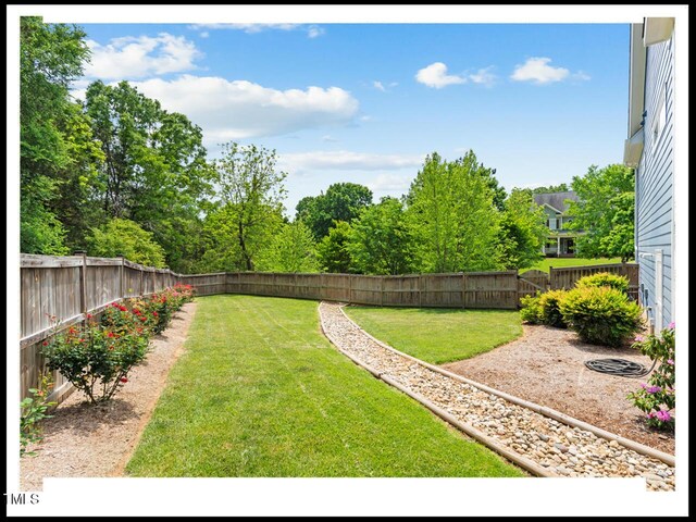 view of yard with a fenced backyard