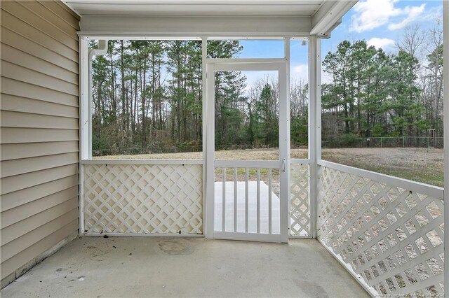 view of unfurnished sunroom