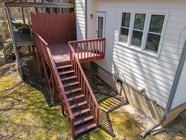 wooden deck with stairway