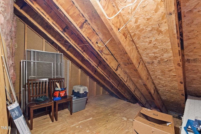 view of unfinished attic