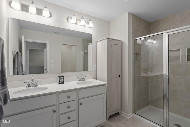 full bath featuring a stall shower and a sink