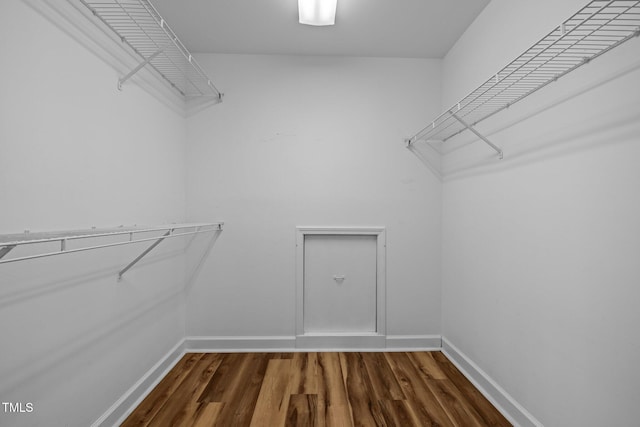 walk in closet featuring wood finished floors