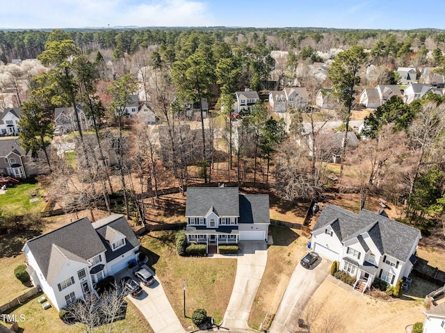 aerial view with a residential view and a forest view