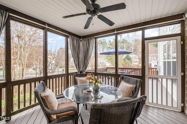 sunroom / solarium featuring a healthy amount of sunlight