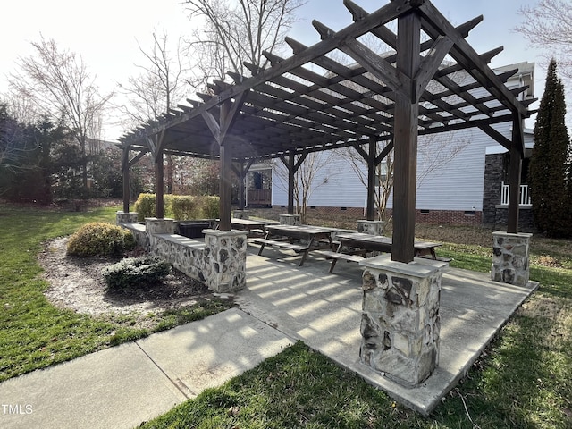 view of patio / terrace featuring a pergola