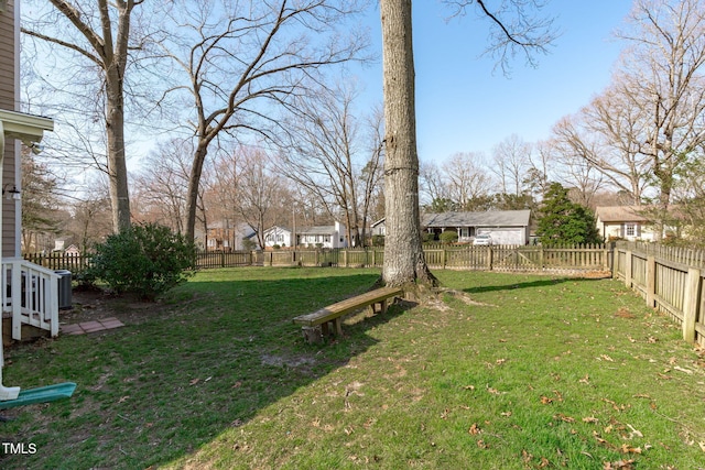 view of yard with a fenced backyard