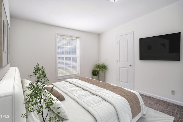 bedroom featuring carpet flooring and baseboards