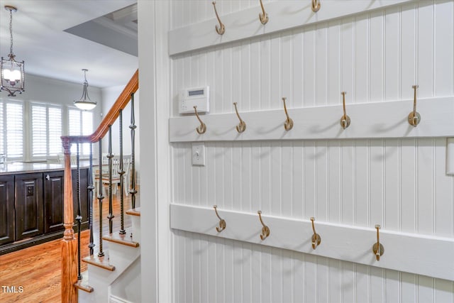 mudroom featuring light wood-style flooring