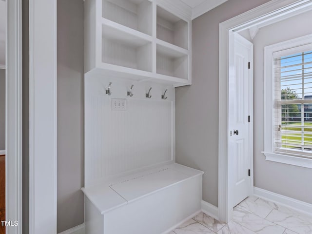 93 Shoreline Dr, Princeton, NC 27569 - mudroom featuring baseboards and marble finish floor