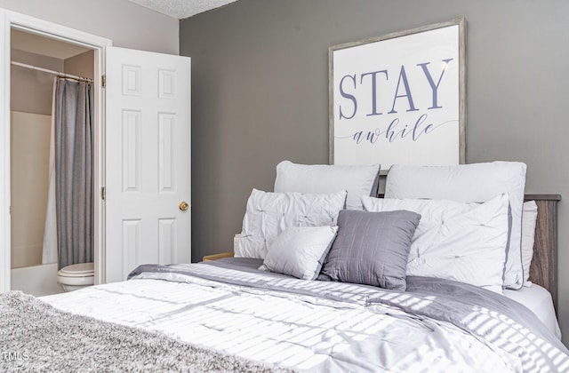 bedroom with a textured ceiling