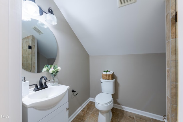 bathroom with visible vents, baseboards, toilet, and vanity