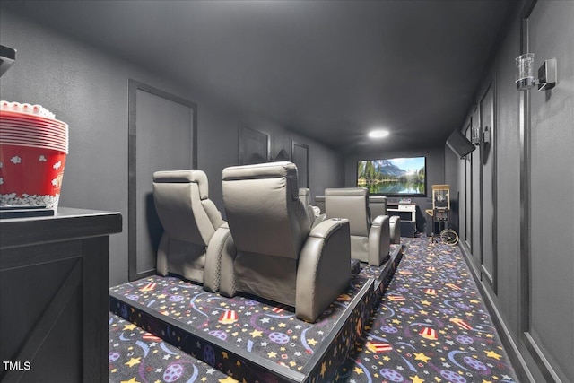 view of carpeted home theater