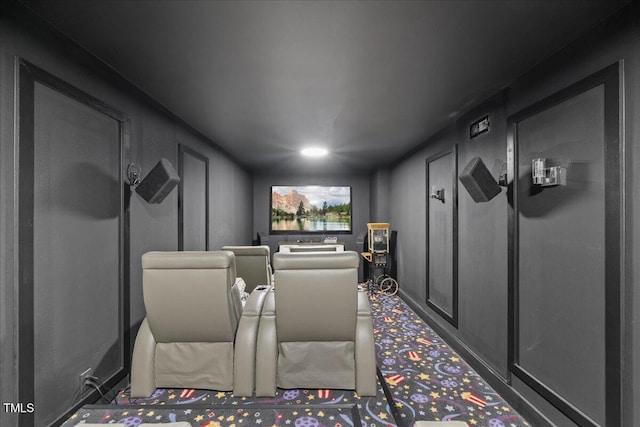 home theater with carpet