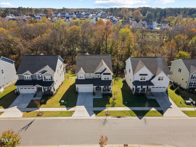 drone / aerial view with a residential view