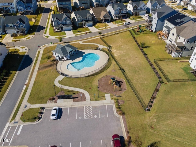 aerial view with a residential view