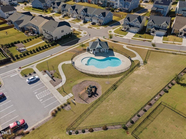 drone / aerial view with a residential view