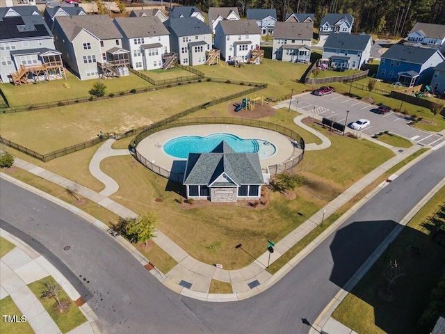 aerial view featuring a residential view