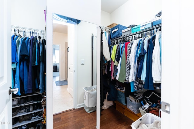 spacious closet with wood finished floors