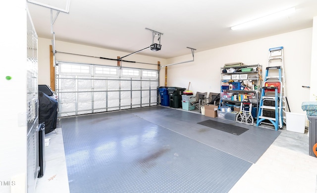 garage with a garage door opener